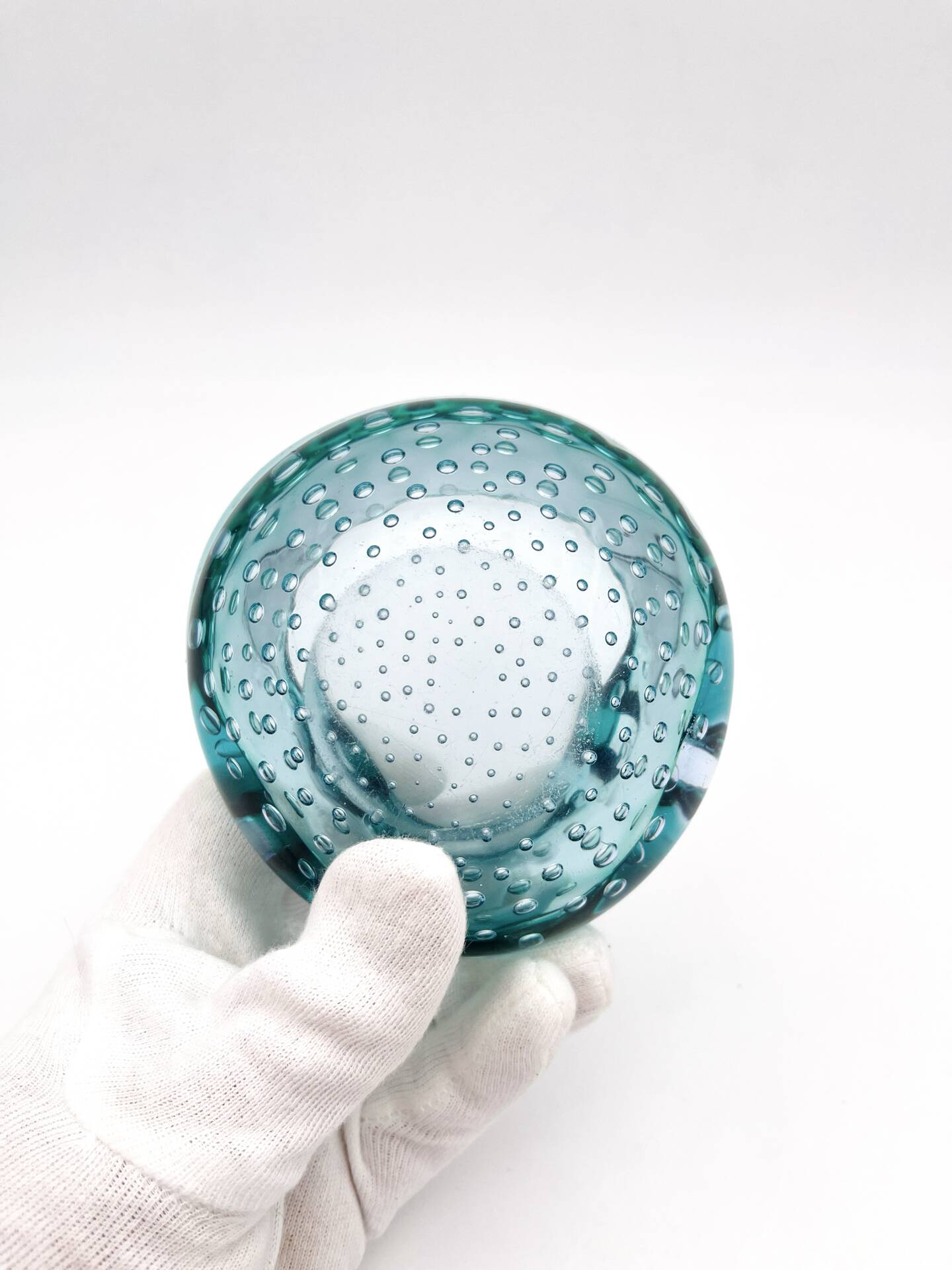 Murano Bullicante Peacock Blue Vide-Poche Vintage 60s 70s Art Glass