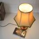 Large Vintage Bedside Lamp / French Style Table Light / Gold Textile Shade