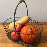 Small wicker and green metal basket