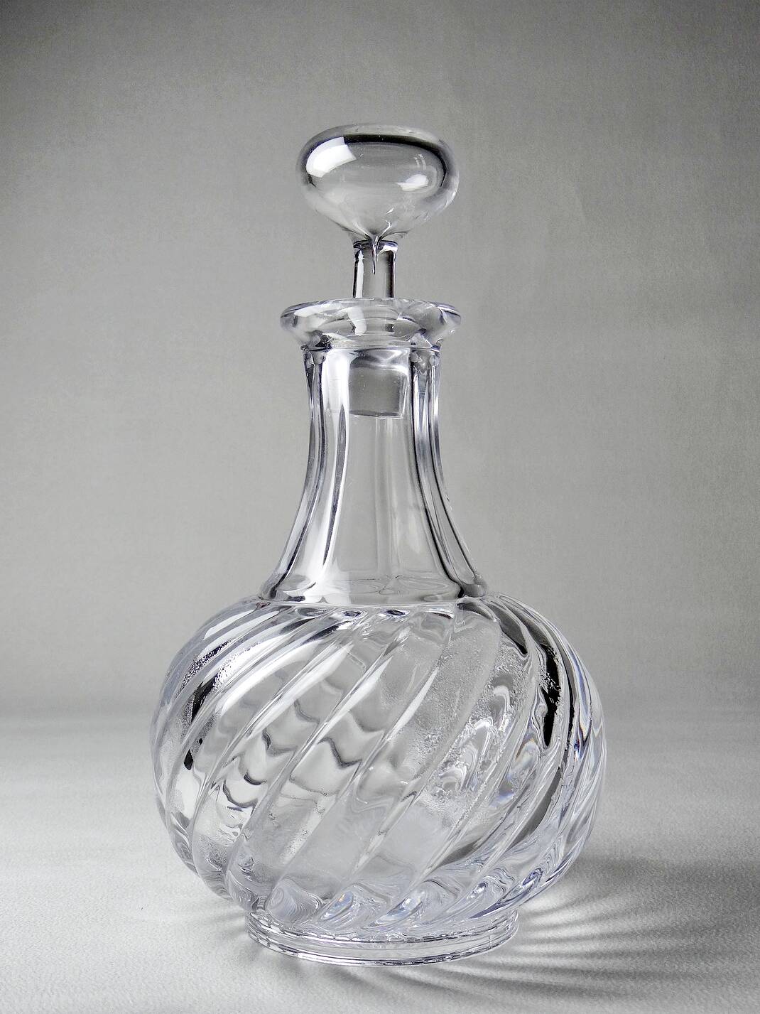 Small old Baccarat crystal carafe, Bambou/Tors model, early 20th century