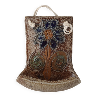 Stoneware ceramic wall soap dish by Jean Claude Monange