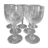 7 wine glasses – Blown, cut and guilloché glass