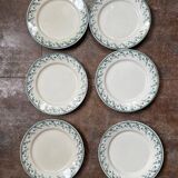6 flat plates in opaque Gien porcelain, Montigny pattern