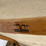 Vintage G.A. Berg “Torparen” Armchair, Oak, Black Sheepskin, Ottoman, 1960s