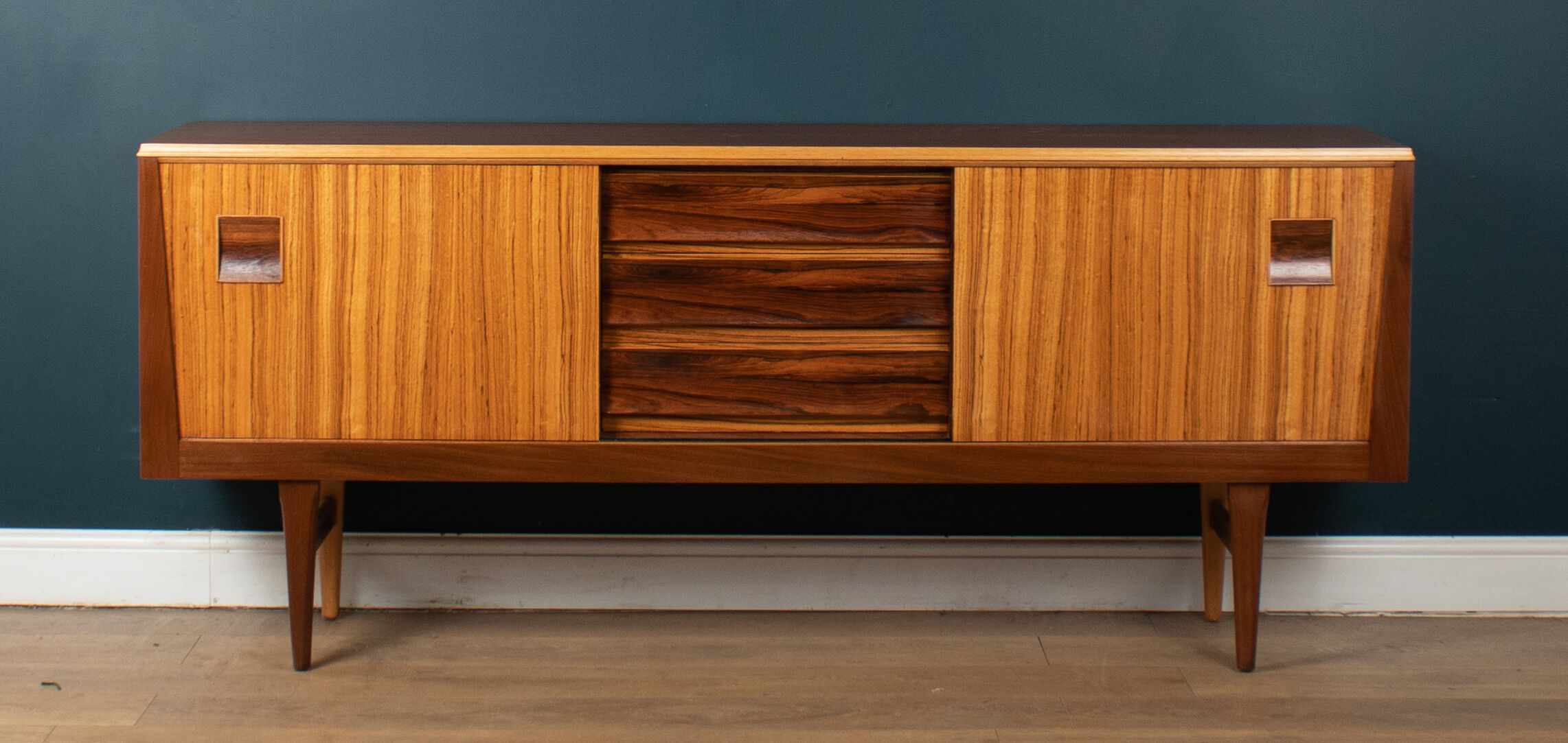 Retro 1960s long zebrano & rosewood sideboard by elliots of newbury eon