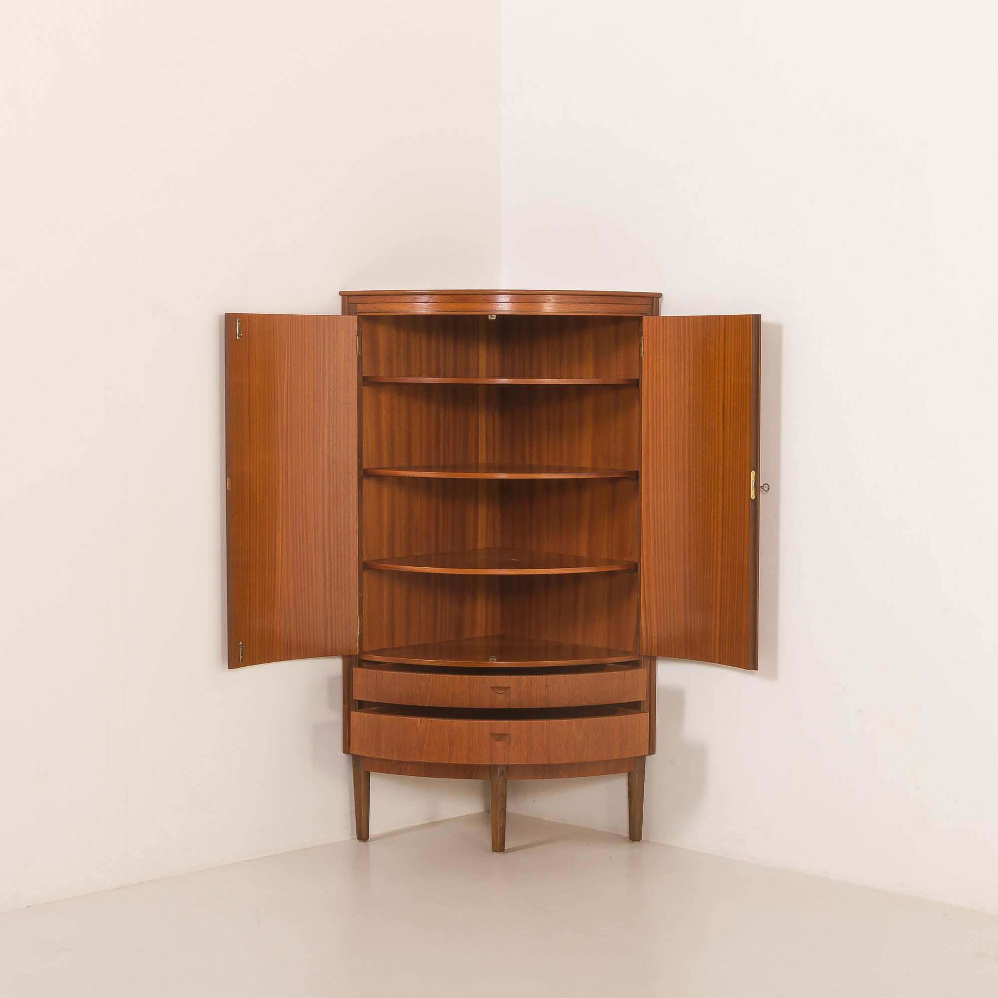 Agner Christoffersen mid-century modern corner cabinet in teak, Denmark, 1950s