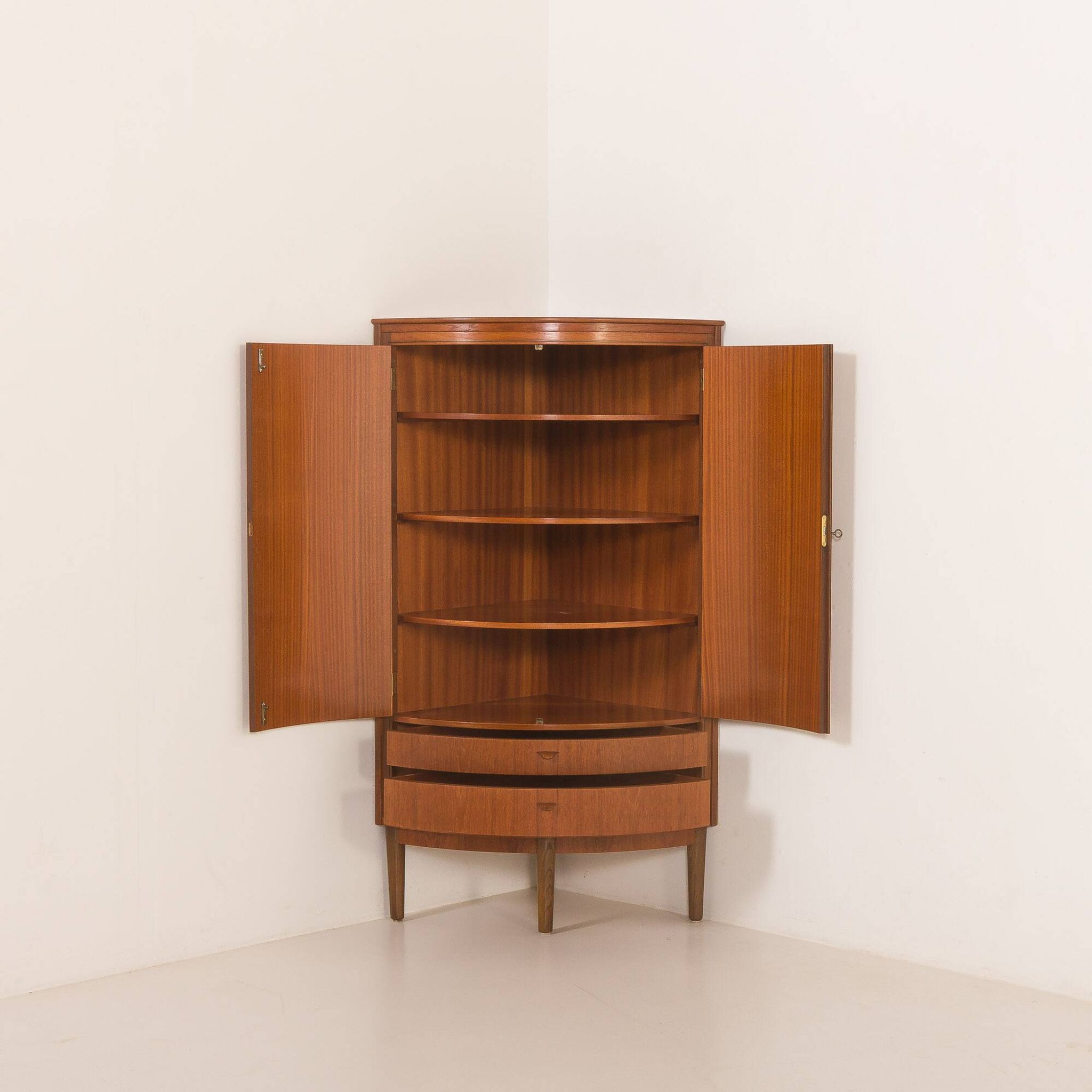 Agner Christoffersen mid-century modern corner cabinet in teak, Denmark, 1950s