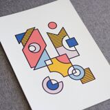 Illustration - Abstract geometric graphic colorful A3 poster numbered #002