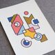 Illustration - Affiche A3 abstraite géométrique graphique colorée numérotée #002