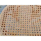 3 wooden and cane stools