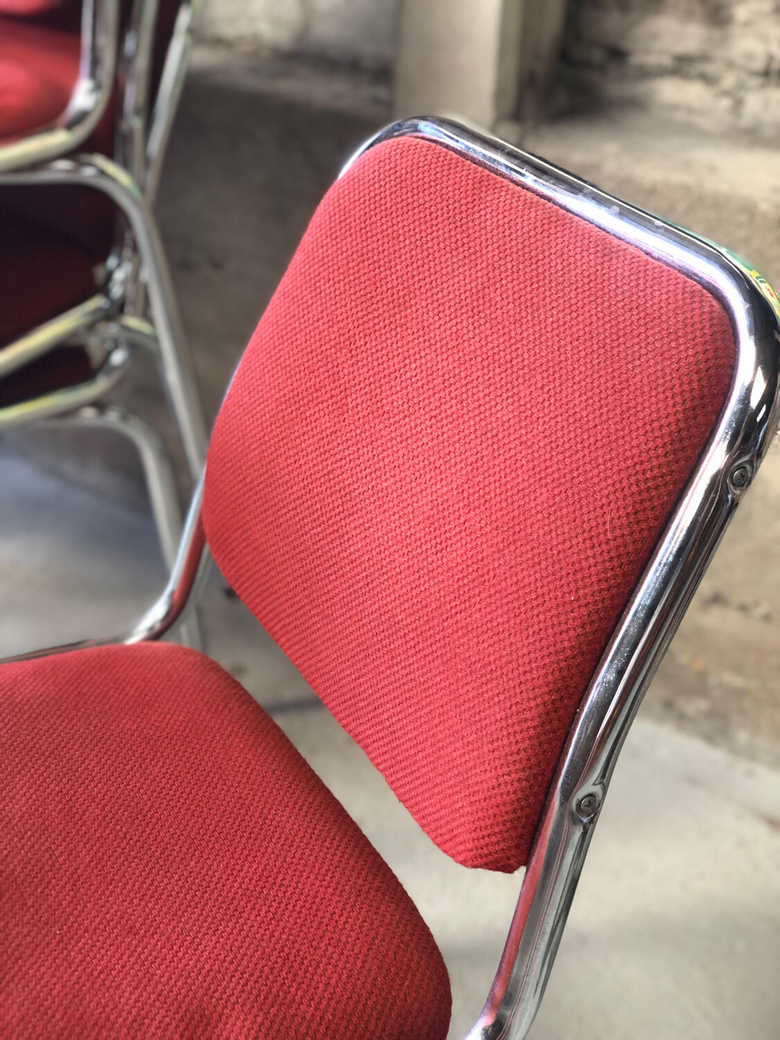 Ensemble de 10 chaises vintage chrome et tissus