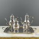 Silver-plated tea and coffee service, 5 pieces with tray, late 19th century.