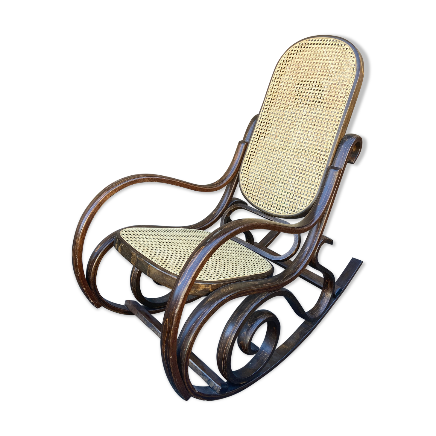 Rocking-chair vintage curved wood