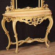 Superbe console italienne avec miroir dans le style Louis XV.