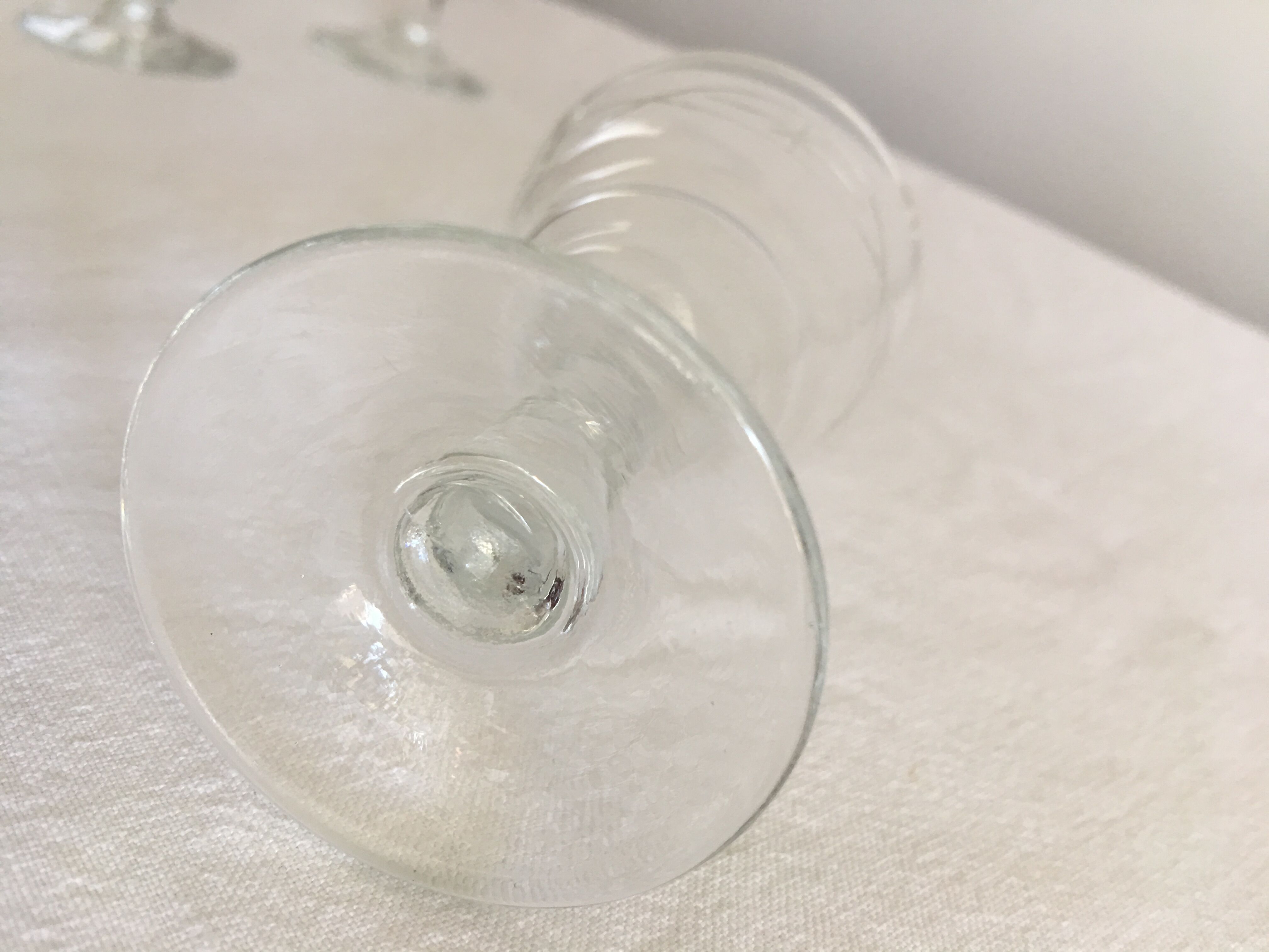 Suite of 8 liquor glasses 1930  engraved blown glass