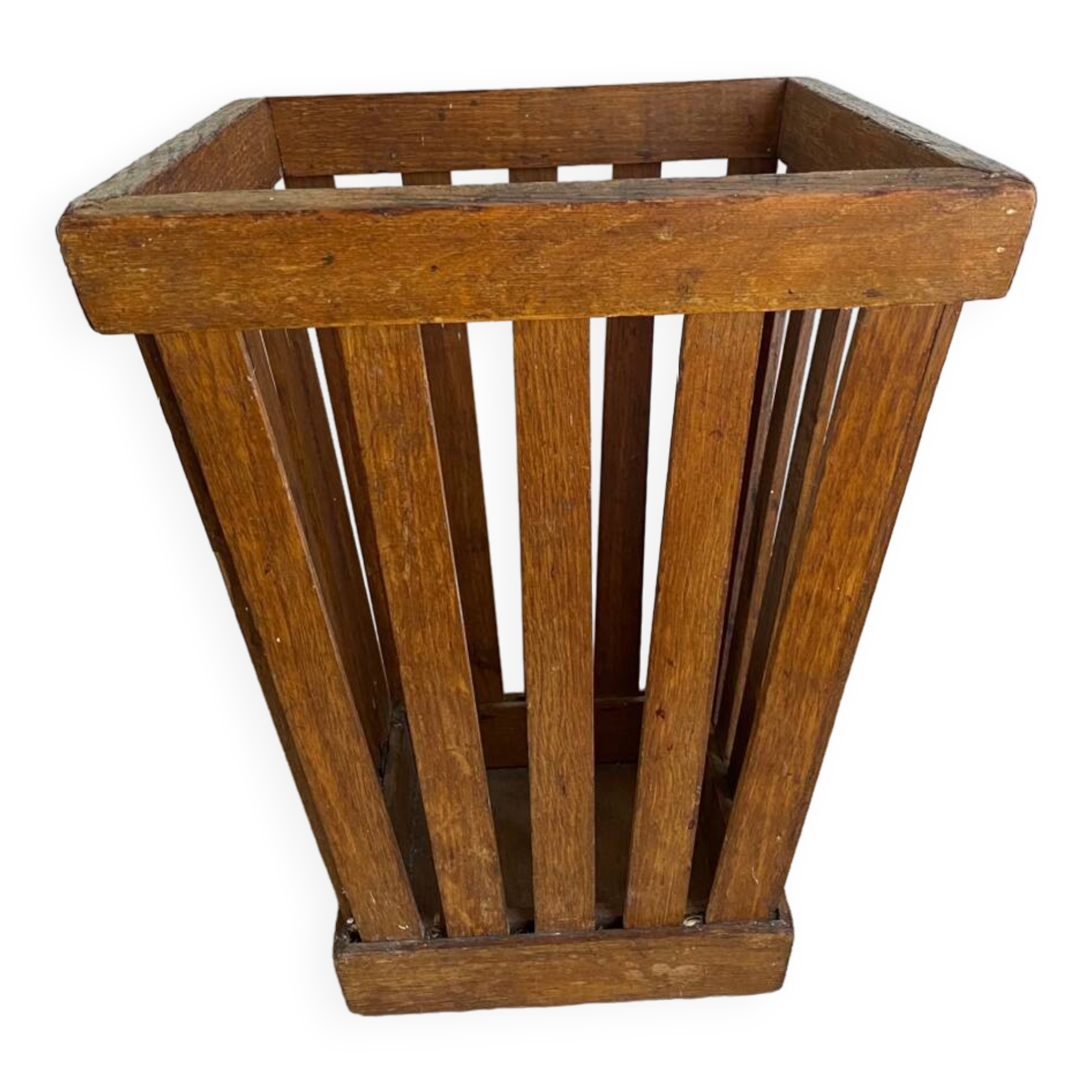 Old art deco basket style Frank Adnet design slatted waste paper basket