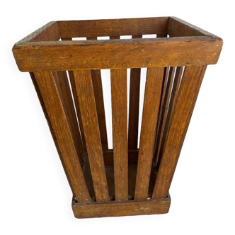 Old art deco basket style Frank Adnet design slatted waste paper basket
