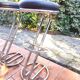 Set of high stools in chrome metal and vintage 80s leather Z