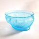 Old oval coupe basket in moulded blue glass, frosted acid, 1900.