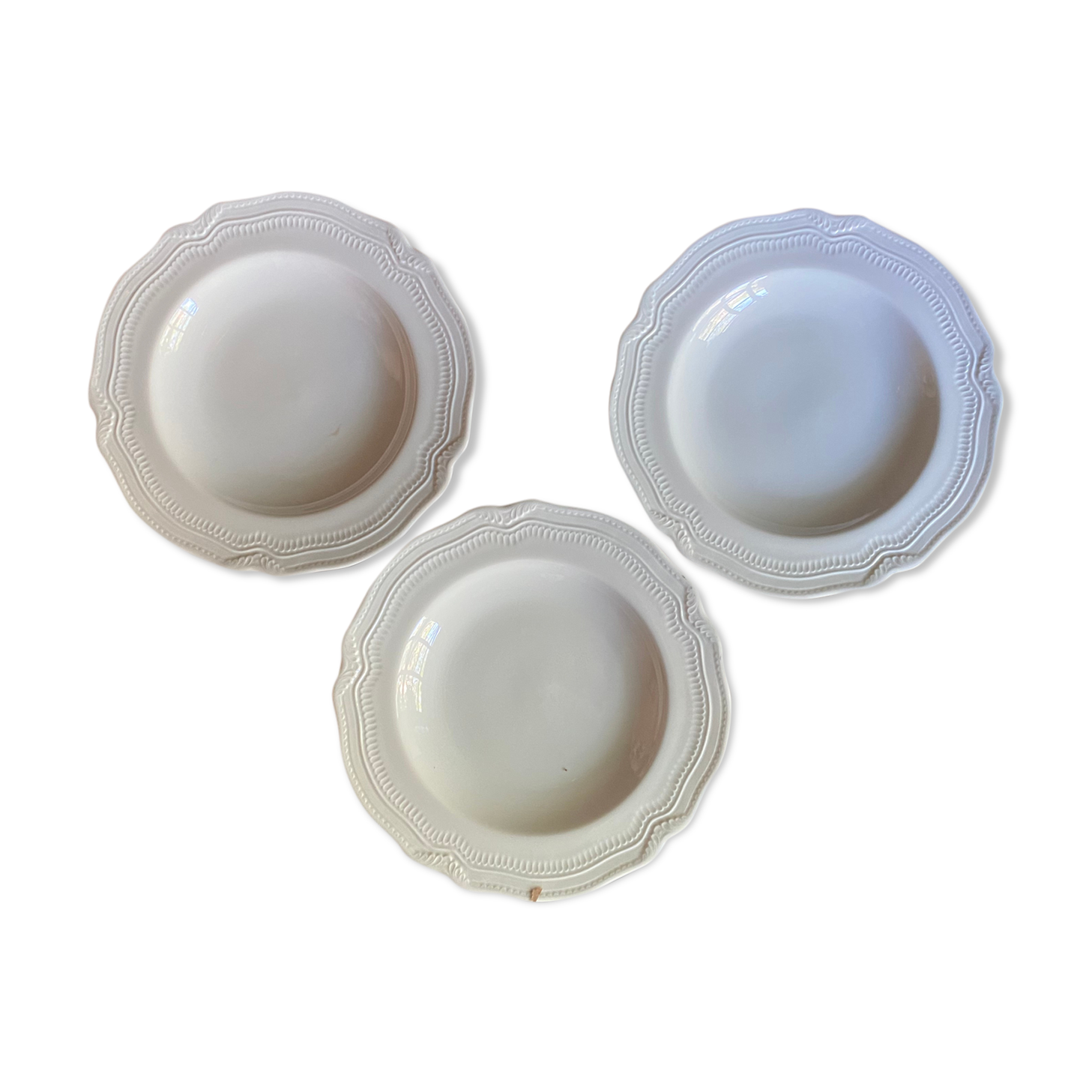 Lot of 3 plates of fine porcelain soup from Limoges de Bernardaud