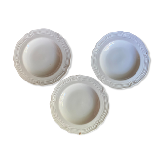 Lot of 3 plates of fine porcelain soup from Limoges de Bernardaud