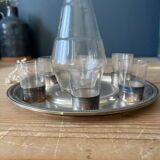 Glass and silver-plated liqueur service