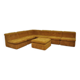 Yellow corduroy modular sofa, 1970s, set of 7
