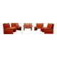 Set of 5 Italian leather armchairs - 1970s