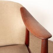 2 Scandinavian armchairs in teak and fabric, new, Gerhard Berg/Westnofa 1960.