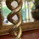 Old pair of twisted candle holders in gilded bronze 32.5cm