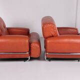 Bold Italian Lounge chair set made of leather, 1970