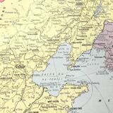 Vintage map Asia China Korea 43x43cm from 1950