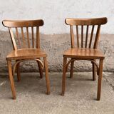 Pair of vintage wooden bistro chairs
