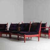 XL set of 8 mid-century lounge chairs, Belgium 1960s