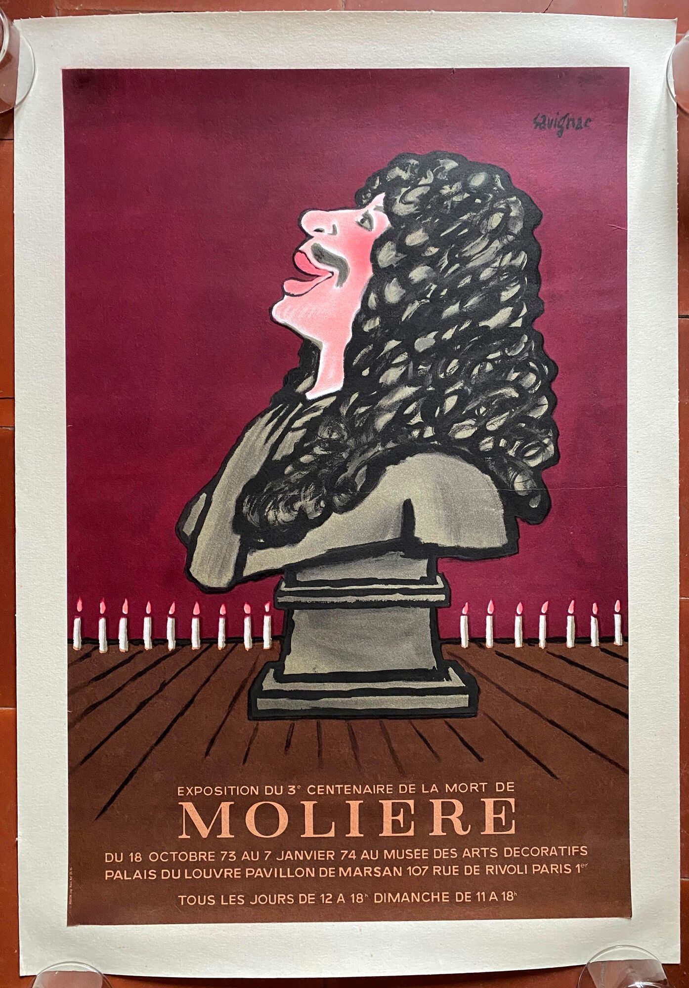 Original poster "Molière" Museum of Decorative Arts, Savignac 40x60cm 1973