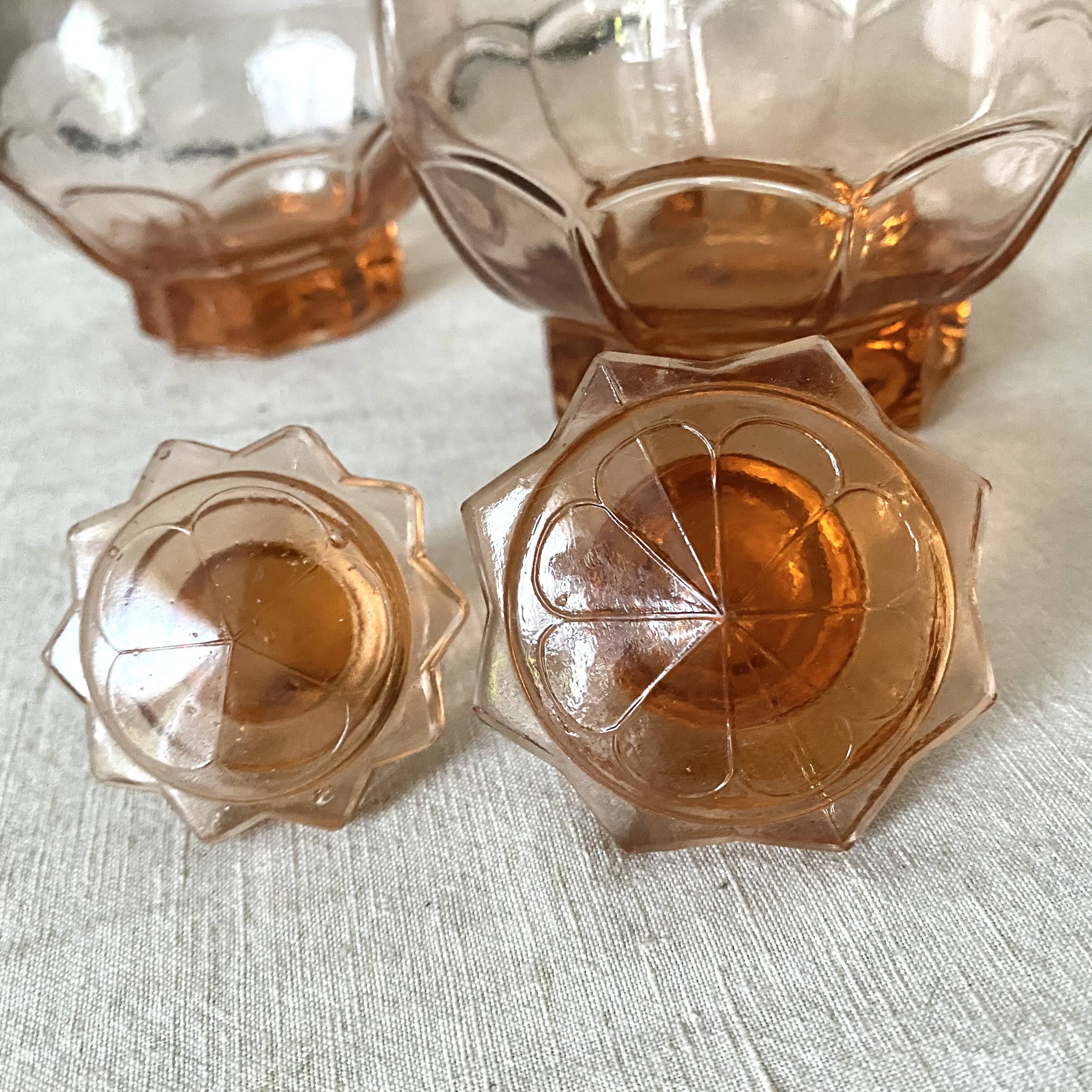 1950s pink glass carafes