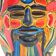 Mexican folk art mask in colored terracotta, 1970s