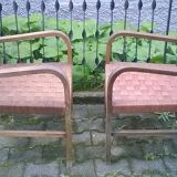 Braided rope and oak armchairs 50