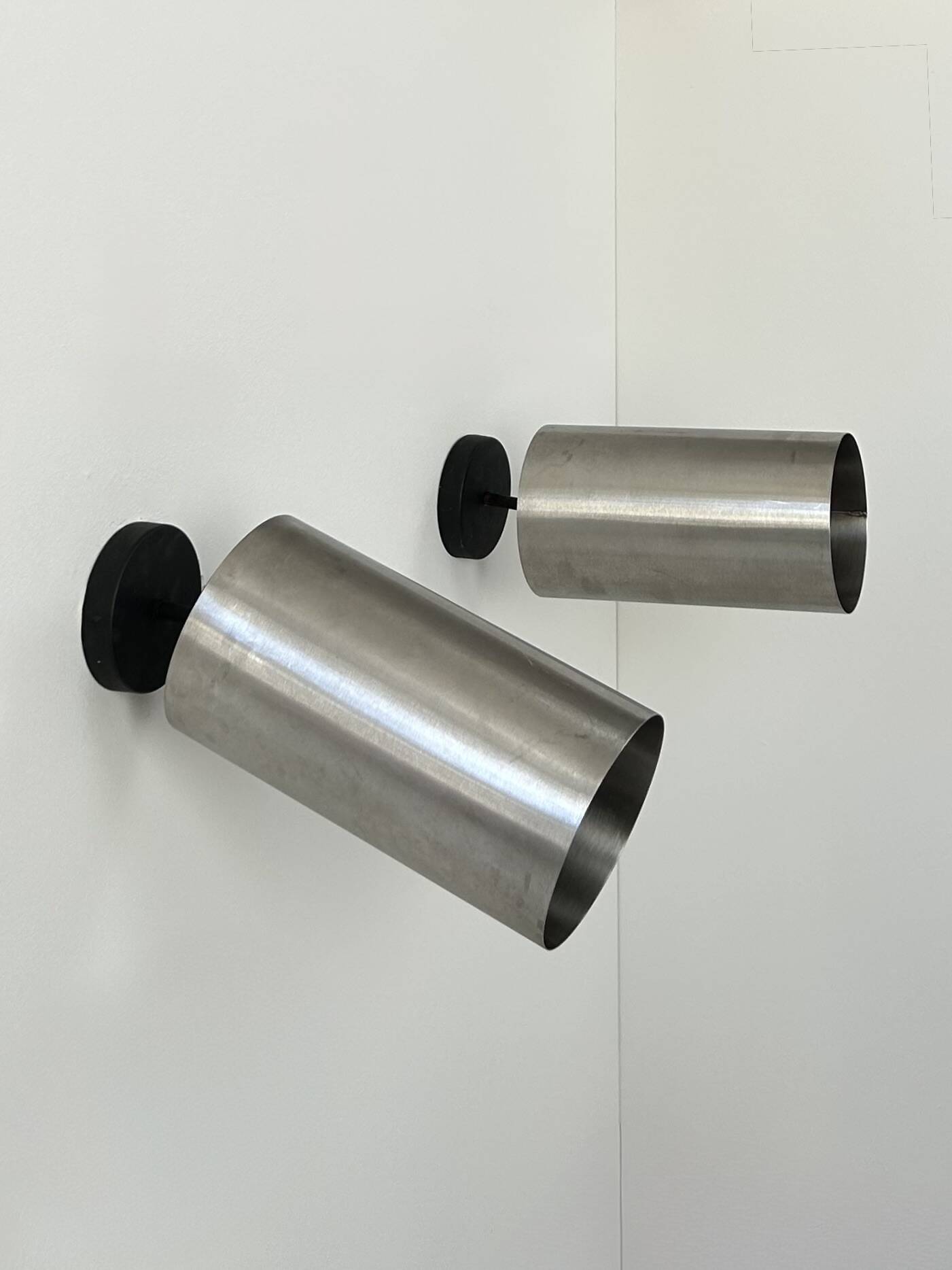 Pair of adjustable vintage wall lights, brushed metal, France, 1970.