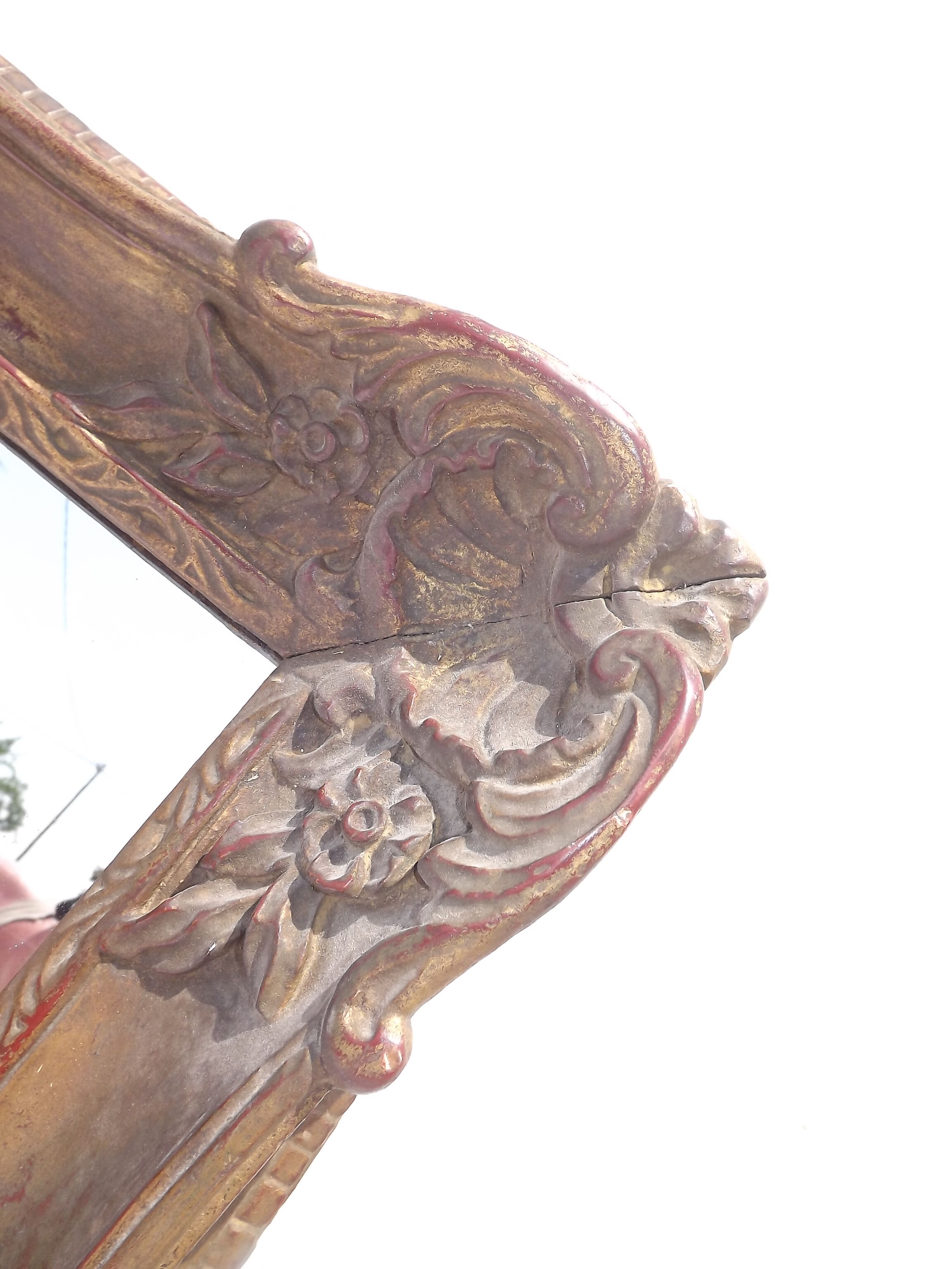 Golden mirror 19 th wood and stuk