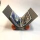1980 metal and wood magazine holder