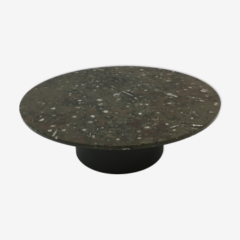 Mid-century design coffee table with fossile marble top, 1970