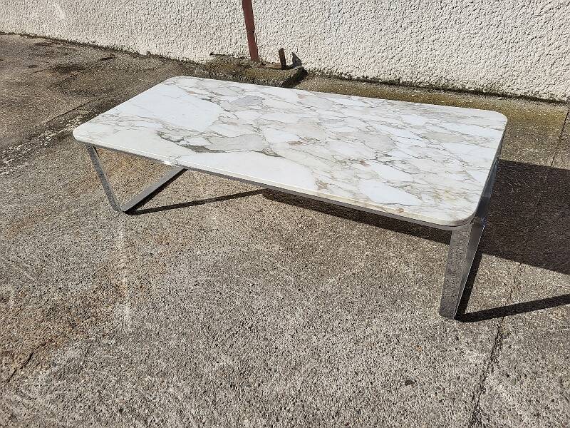 Marble and stainless steel coffee table