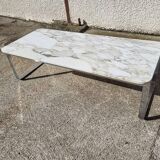 Marble and stainless steel coffee table