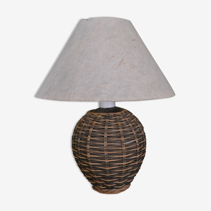 Paire de lampe de chevet en rotin