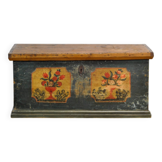 Coffre de mariage d'art populaire, vers 1870