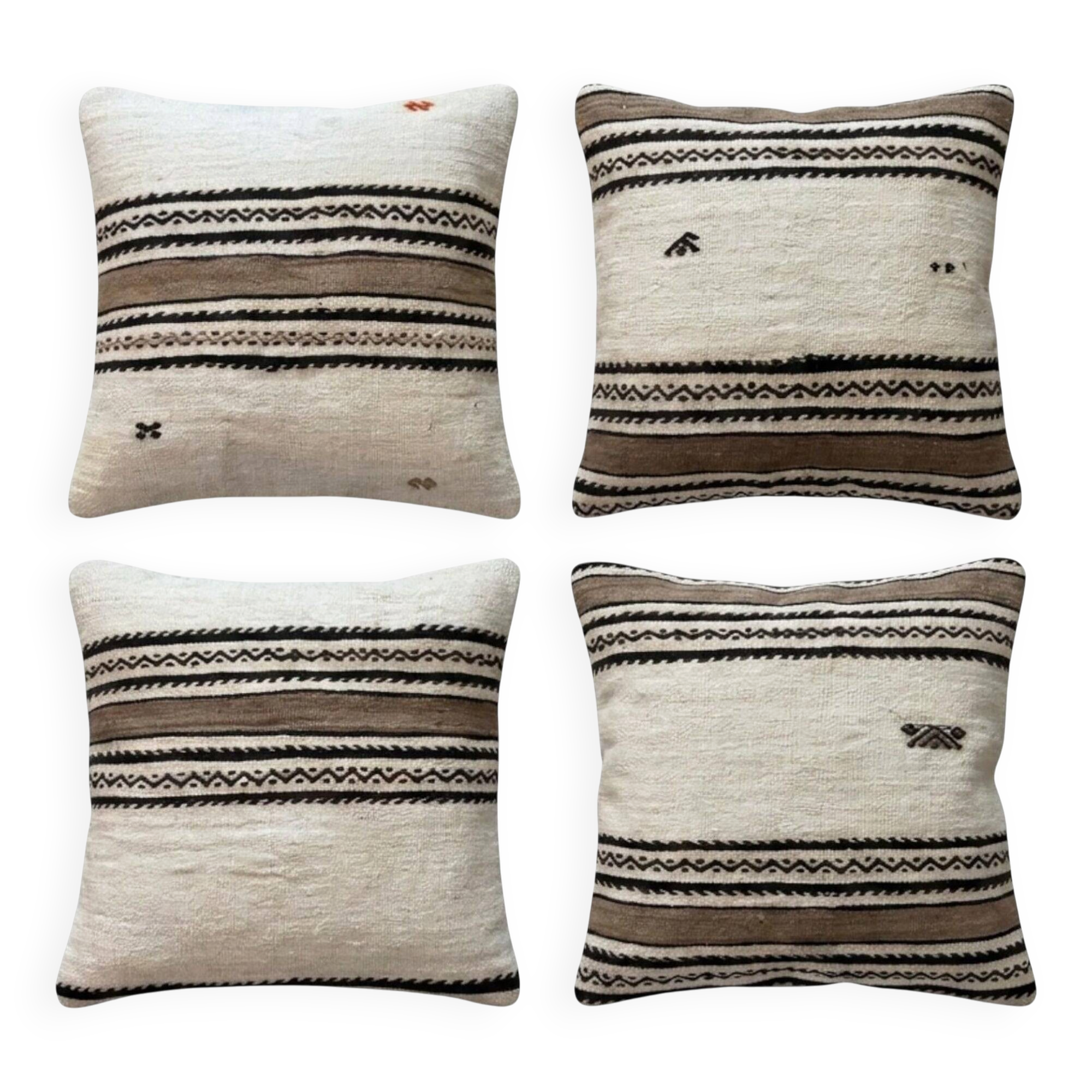 Set of 4 vintage kilim cushion covers 58x58 cm