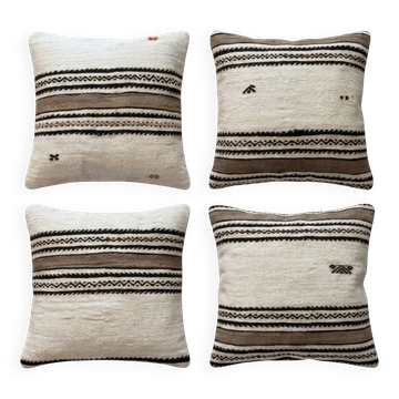 Set of 4 vintage kilim cushion covers 58x58 cm