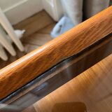Pair of vintage bedside tables in wood and smoked glass