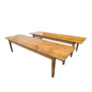 Duo table de ferme XXL 320 cm chêne pieds fuseaux
